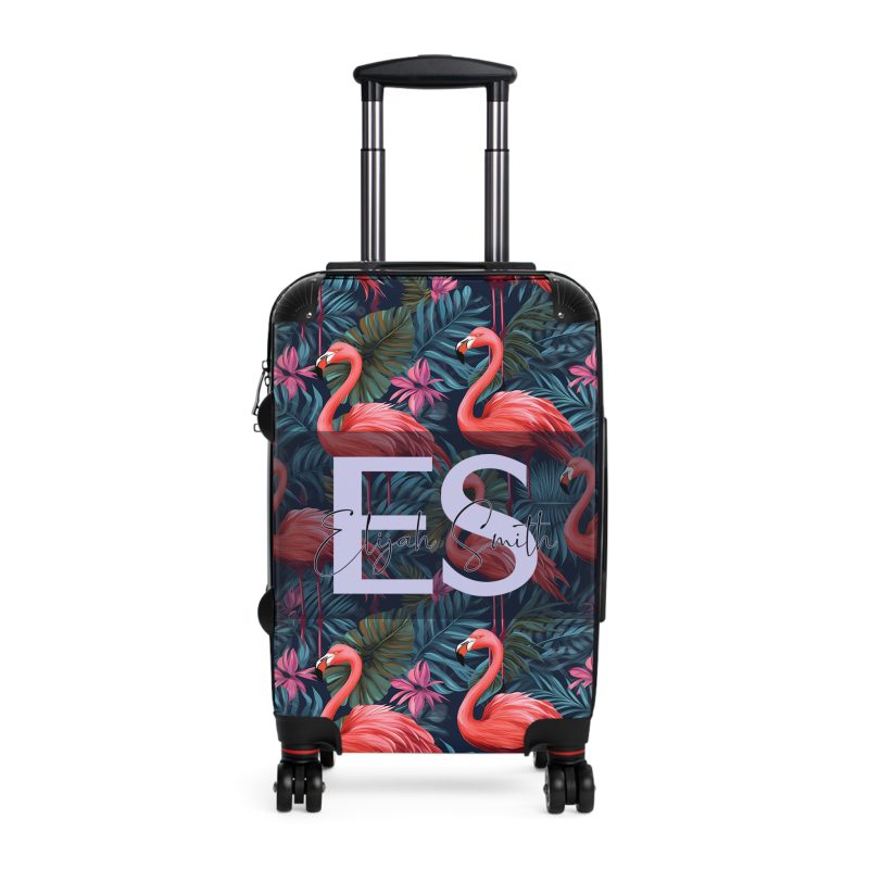 Custom Name Flamingo Suitcase - Personalized Luggage with Flamingo Design and Custom Name