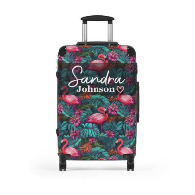 Custom Name Flamingo Suitcase - Personalized Luggage with Flamingo Design and Custom Name