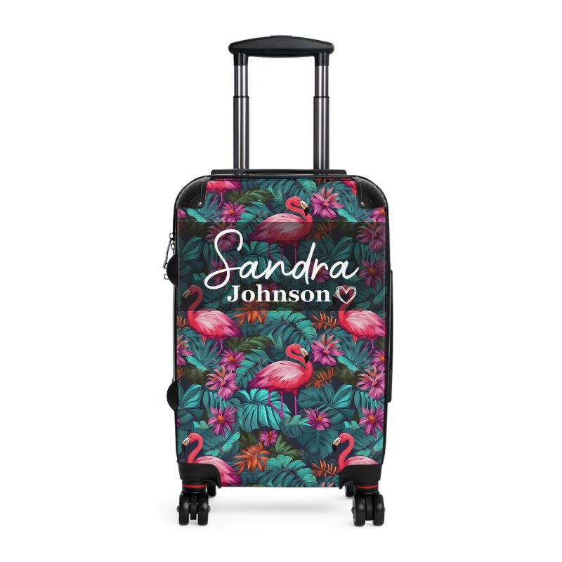 Custom Name Flamingo Suitcase - Personalized Luggage with Flamingo Design and Custom Name