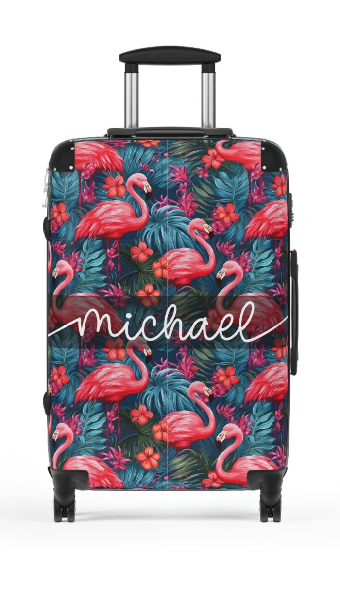 Custom Name Flamingo Suitcase - Personalized Luggage with Flamingo Design and Custom Name