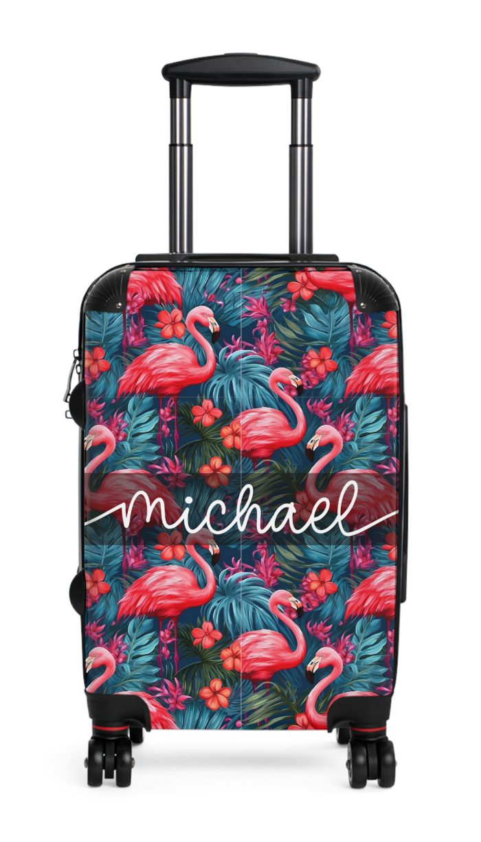 Custom Name Flamingo Suitcase - Personalized Luggage with Flamingo Design and Custom Name