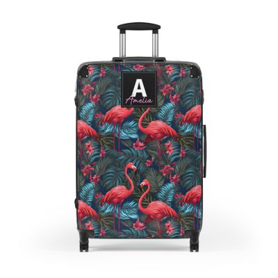 Custom Name Flamingo Suitcase - Personalized Luggage with Flamingo Design and Custom Name