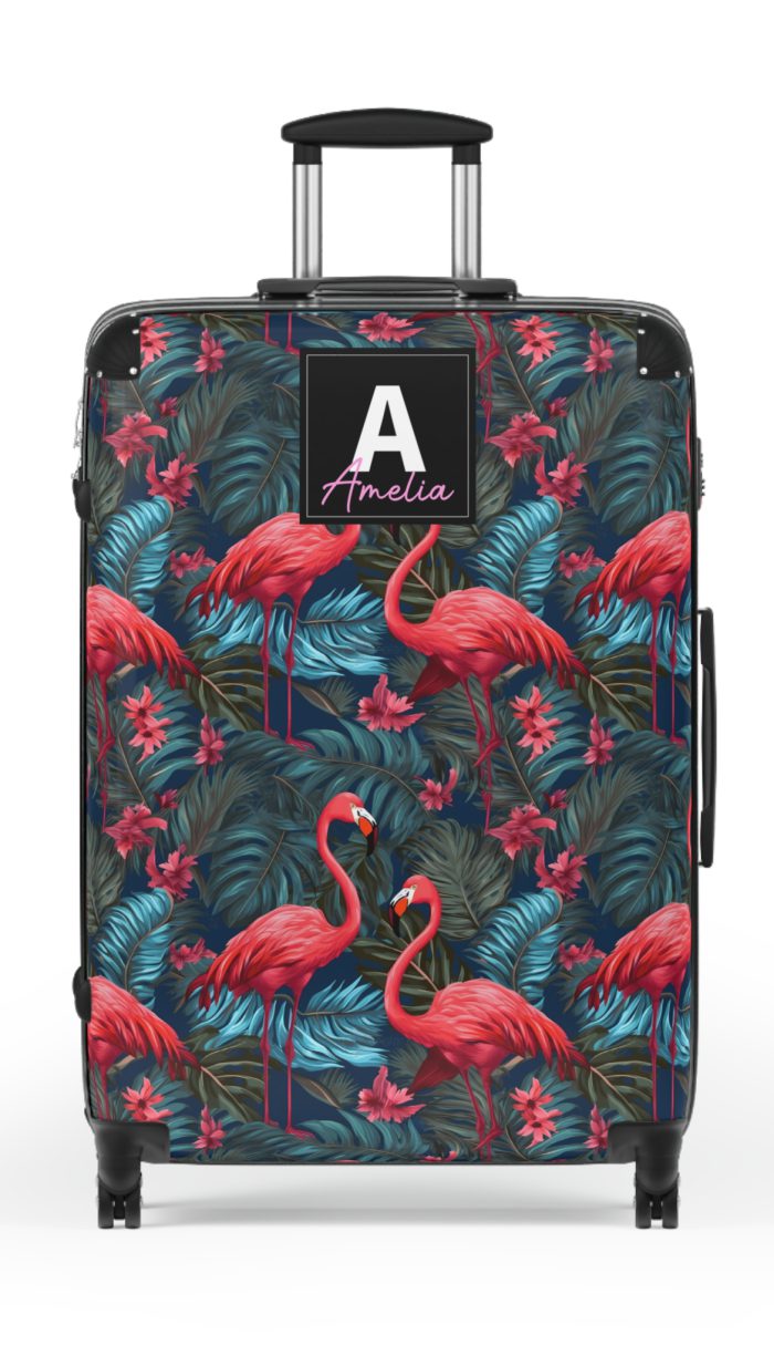 Custom Name Flamingo Suitcase - Personalized Luggage with Flamingo Design and Custom Name