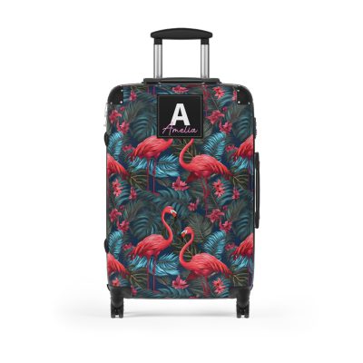 Custom Name Flamingo Suitcase - Personalized Luggage with Flamingo Design and Custom Name