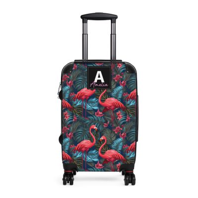 Custom Name Flamingo Suitcase - Personalized Luggage with Flamingo Design and Custom Name