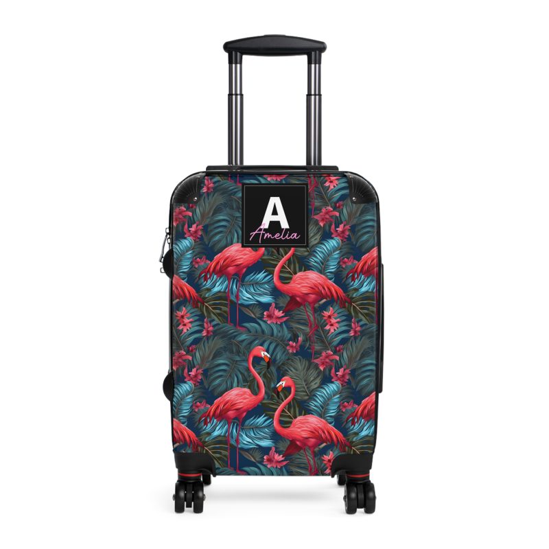 Custom Name Flamingo Suitcase - Personalized Luggage with Flamingo Design and Custom Name