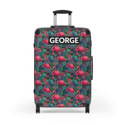 Custom Name Flamingo Suitcase - Personalized Luggage with Flamingo Design and Custom Name