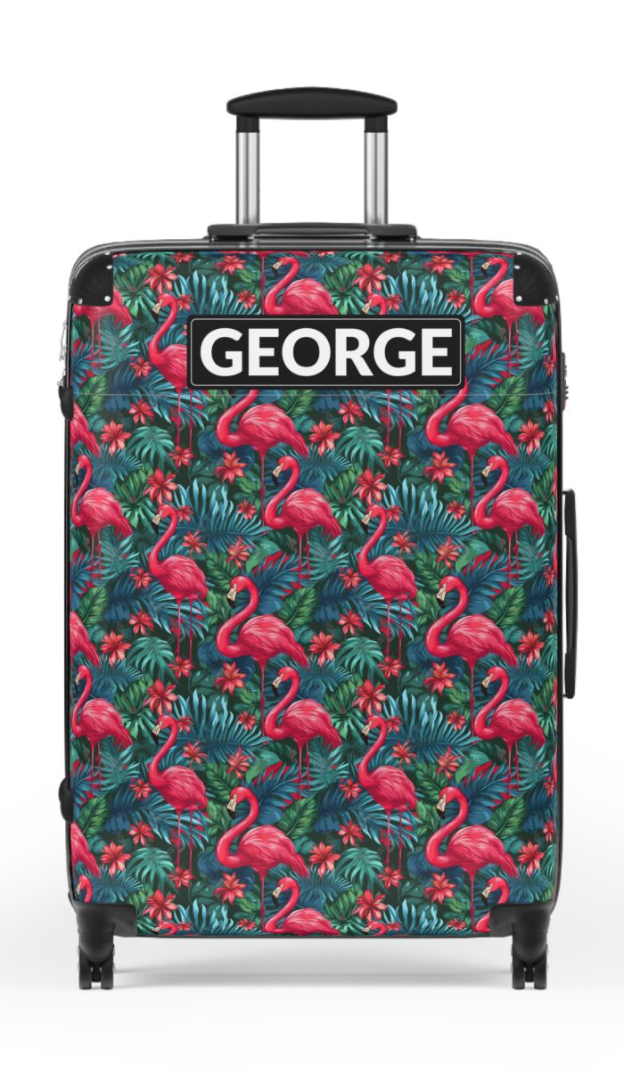 Custom Name Flamingo Suitcase - Personalized Luggage with Flamingo Design and Custom Name