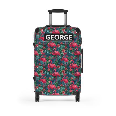 Custom Name Flamingo Suitcase - Personalized Luggage with Flamingo Design and Custom Name