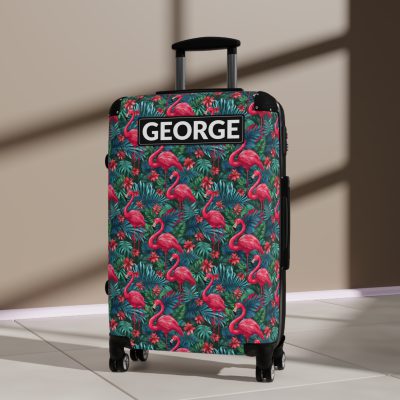 Custom Name Flamingo Suitcase - Personalized Luggage with Flamingo Design and Custom Name