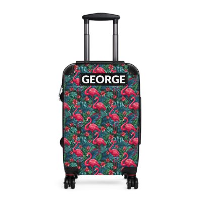 Custom Name Flamingo Suitcase - Personalized Luggage with Flamingo Design and Custom Name