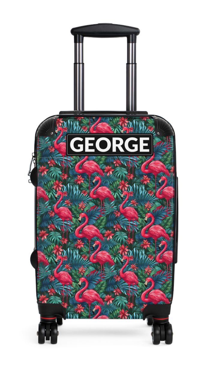 Custom Name Flamingo Suitcase - Personalized Luggage with Flamingo Design and Custom Name