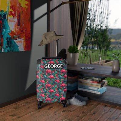 Custom Name Flamingo Suitcase - Personalized Luggage with Flamingo Design and Custom Name