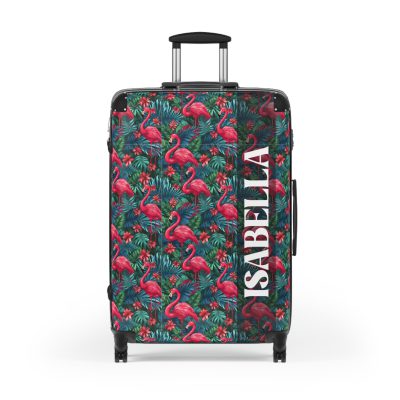 Custom Name Flamingo Suitcase - Personalized Luggage with Flamingo Design and Custom Name