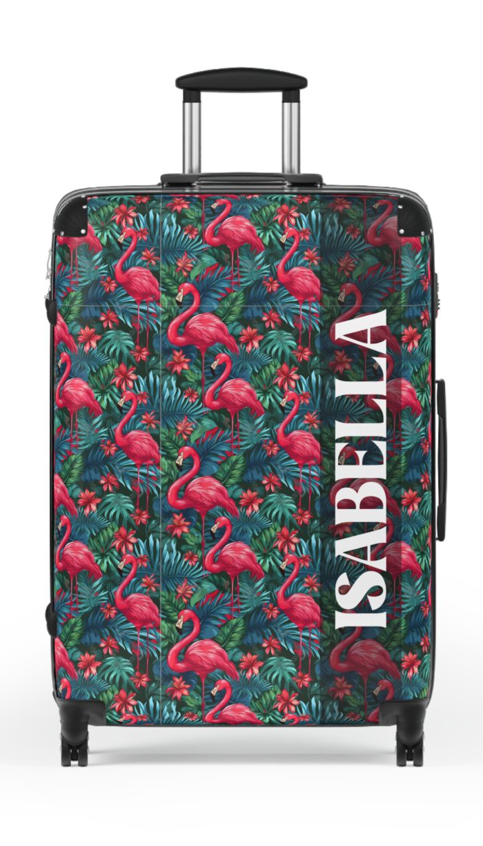 Custom Name Flamingo Suitcase - Personalized Luggage with Flamingo Design and Custom Name