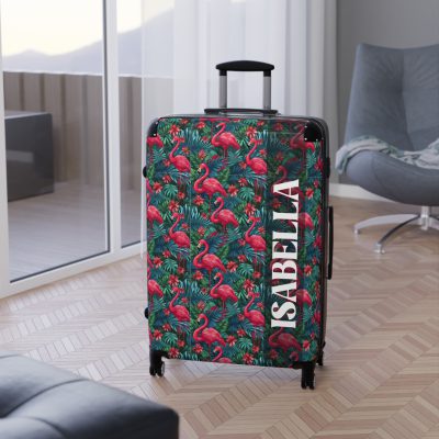 Custom Name Flamingo Suitcase - Personalized Luggage with Flamingo Design and Custom Name