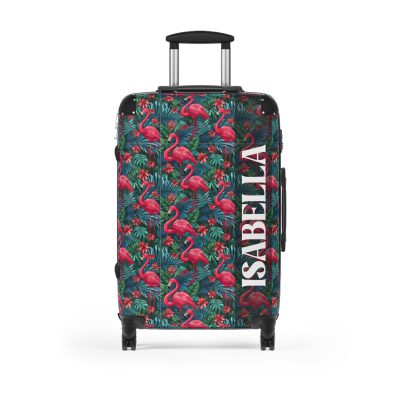 Custom Name Flamingo Suitcase - Personalized Luggage with Flamingo Design and Custom Name