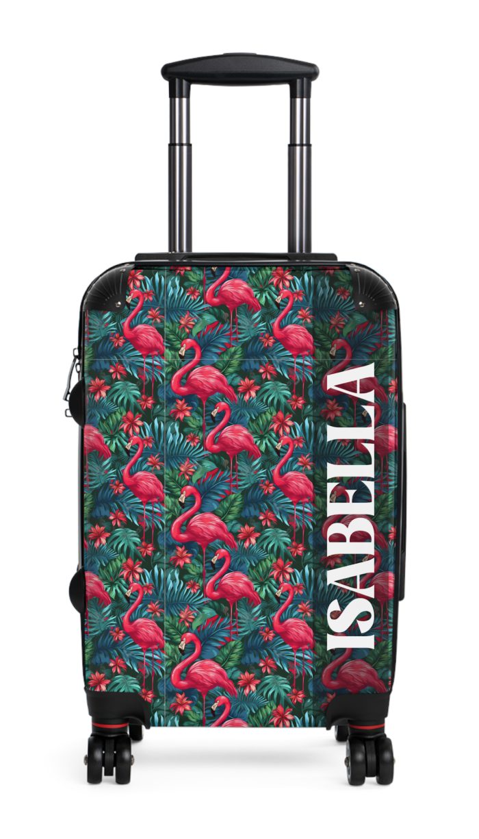 Custom Name Flamingo Suitcase - Personalized Luggage with Flamingo Design and Custom Name