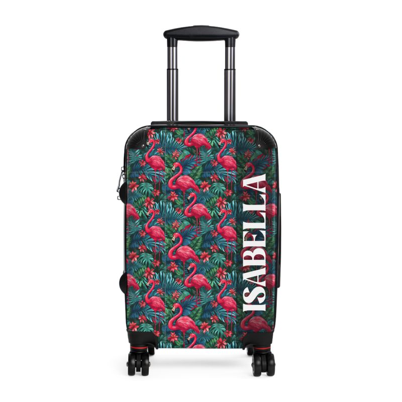 Custom Name Flamingo Suitcase - Personalized Luggage with Flamingo Design and Custom Name