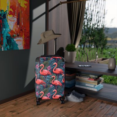 Custom Name Flamingo Suitcase - Personalized Luggage with Flamingo Design and Custom Name