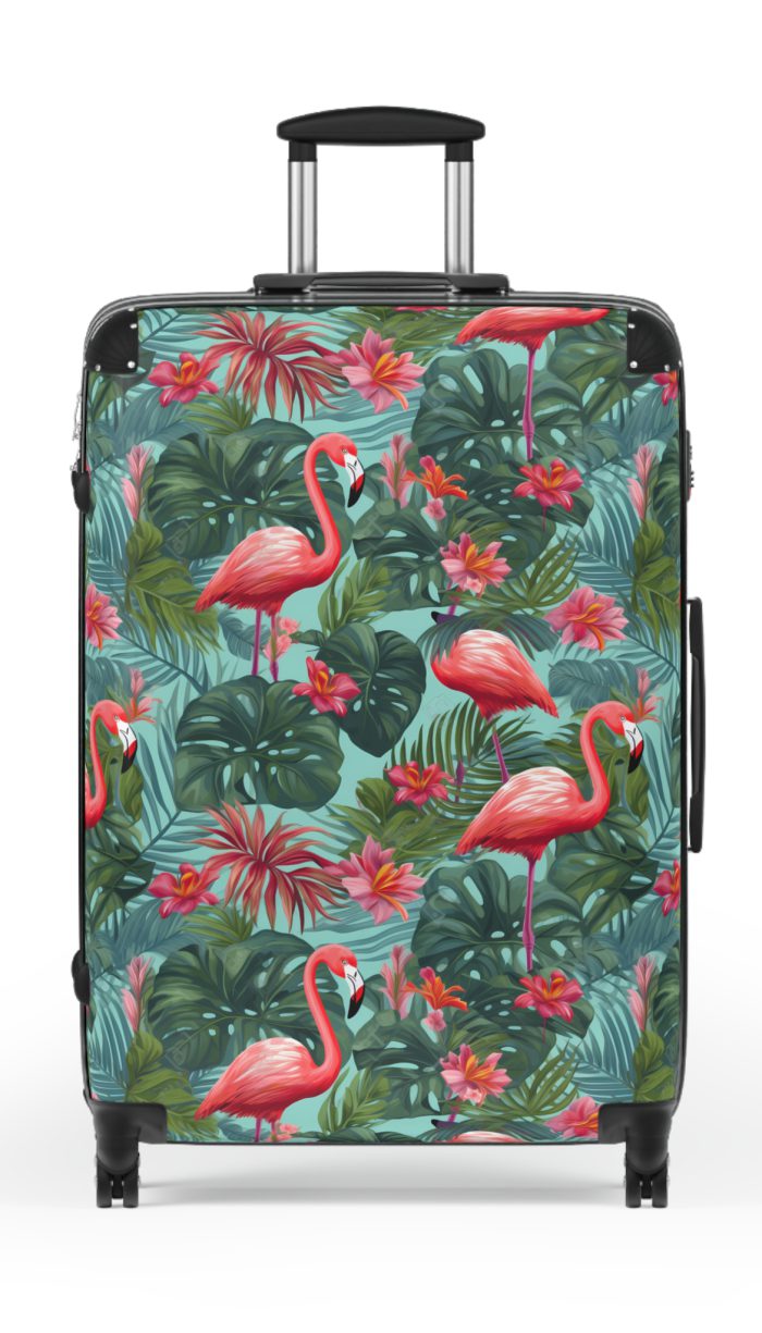 Custom Name Flamingo Suitcase - Personalized Luggage with Flamingo Design and Custom Name