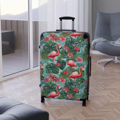 Custom Name Flamingo Suitcase - Personalized Luggage with Flamingo Design and Custom Name