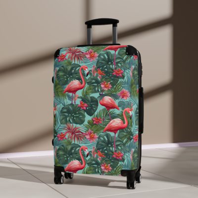 Custom Name Flamingo Suitcase - Personalized Luggage with Flamingo Design and Custom Name