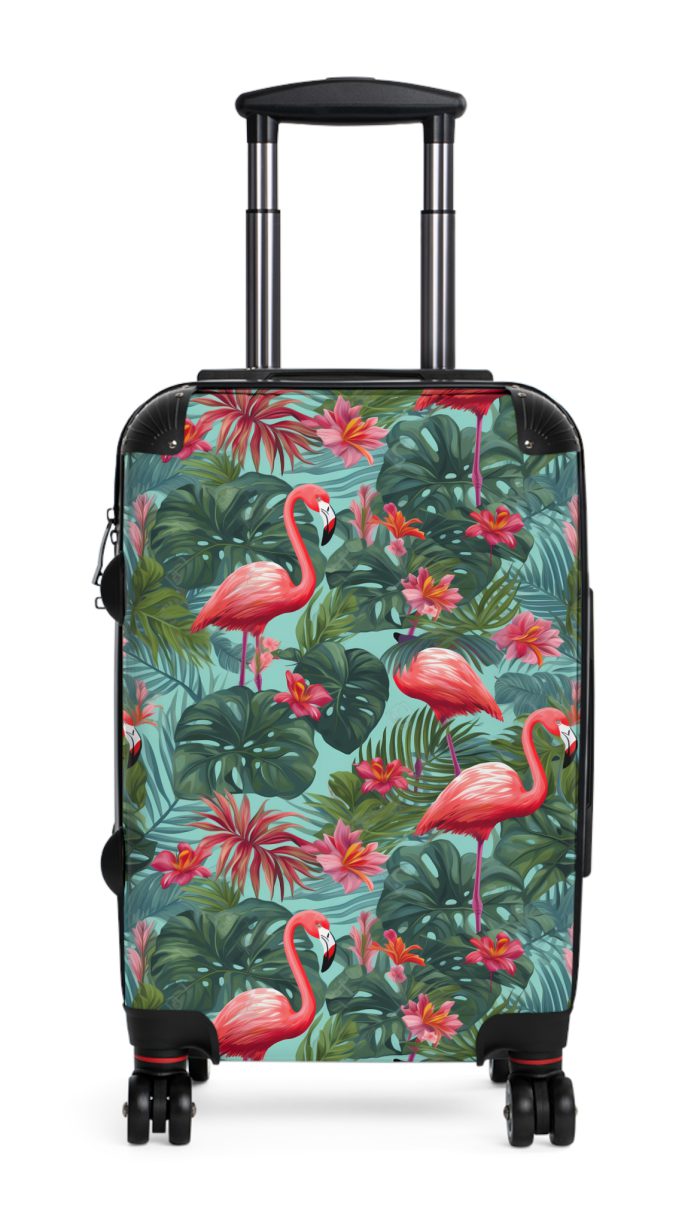 Custom Name Flamingo Suitcase - Personalized Luggage with Flamingo Design and Custom Name