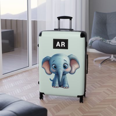 Custom Baby Elephant Suitcase - Personalized kids' luggage with a charming elephant design, the perfect travel companion.