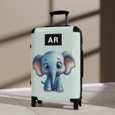 Custom Baby Elephant Suitcase - Personalized kids' luggage with a charming elephant design, the perfect travel companion.