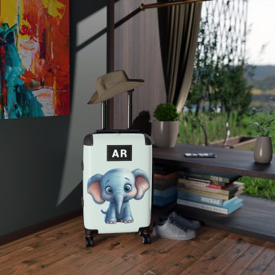 Custom Baby Elephant Suitcase - Personalized kids' luggage with a charming elephant design, the perfect travel companion.