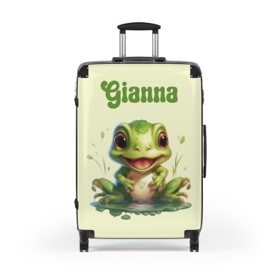 Custom Frog Suitcase - Personalized kids' luggage featuring a charming frog design, perfect for young adventurers.