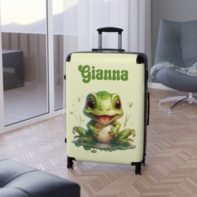 Custom Frog Suitcase - Personalized kids' luggage featuring a charming frog design, perfect for young adventurers.