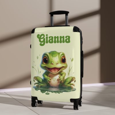 Custom Frog Suitcase - Personalized kids' luggage featuring a charming frog design, perfect for young adventurers.