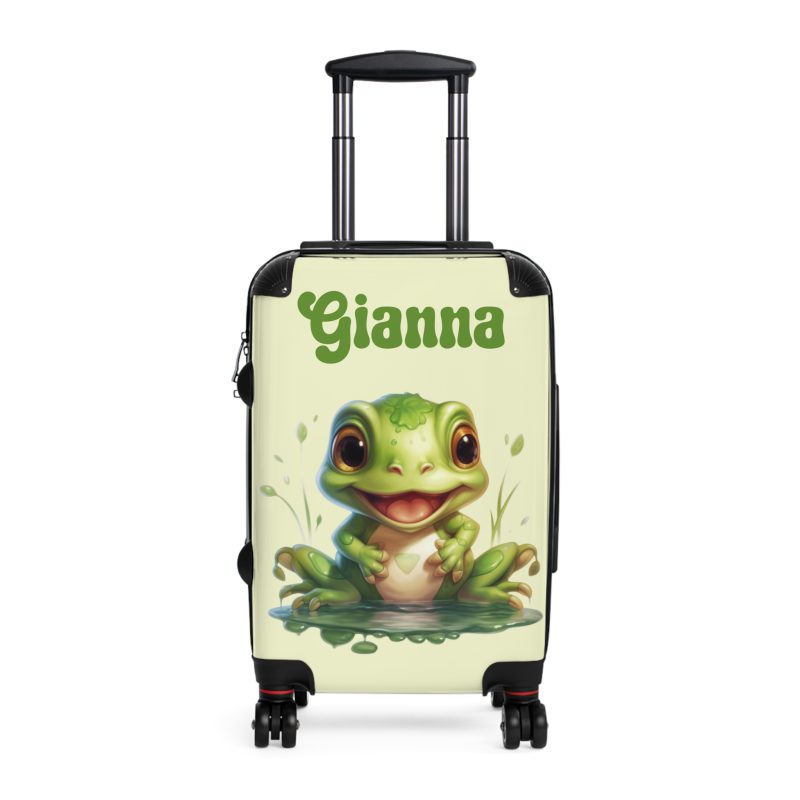 Custom Frog Suitcase - Personalized kids' luggage featuring a charming frog design, perfect for young adventurers.