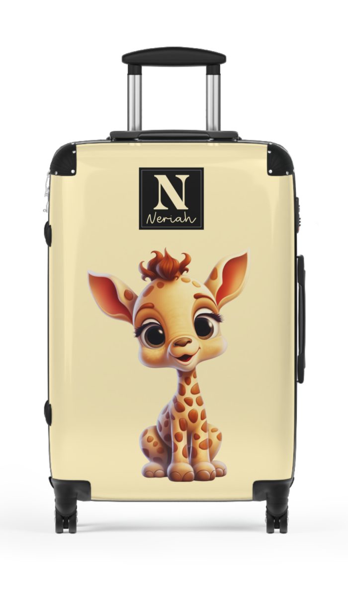 Custom Cute Giraffe Suitcase - Personalized kids' luggage featuring an adorable giraffe design, perfect for young adventurers.