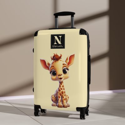 Custom Cute Giraffe Suitcase - Personalized kids' luggage featuring an adorable giraffe design, perfect for young adventurers.