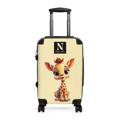 Custom Cute Giraffe Suitcase - Personalized kids' luggage featuring an adorable giraffe design, perfect for young adventurers.