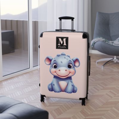 Custom Rhino Suitcase - Personalized kids' luggage featuring a majestic rhinoceros design, perfect for young adventurers.