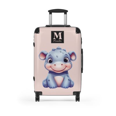 Custom Rhino Suitcase - Personalized kids' luggage featuring a majestic rhinoceros design, perfect for young adventurers.