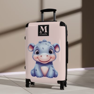 Custom Rhino Suitcase - Personalized kids' luggage featuring a majestic rhinoceros design, perfect for young adventurers.