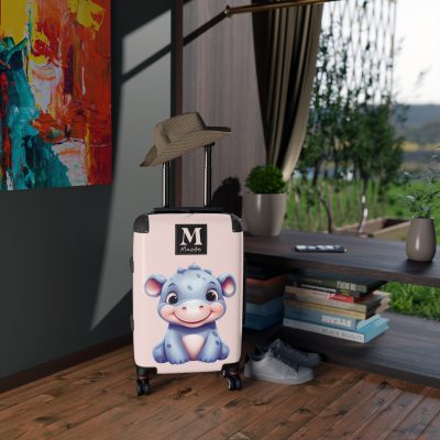 Custom Rhino Suitcase - Personalized kids' luggage featuring a majestic rhinoceros design, perfect for young adventurers.