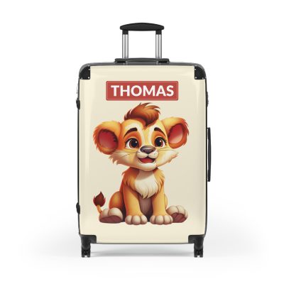 Custom Little Lion Suitcase - Personalized kids' luggage featuring a charming lion design, perfect for young explorers.