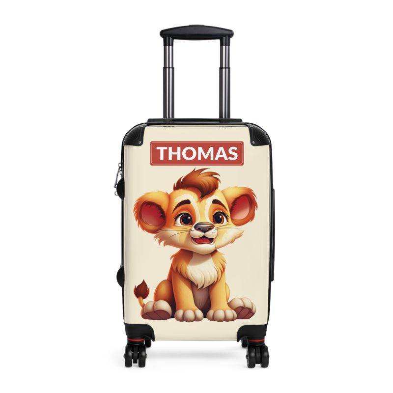 Custom Little Lion Suitcase - Personalized kids' luggage featuring a charming lion design, perfect for young explorers.