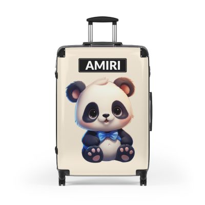 Custom Cute Panda Suitcase - Personalized kids' luggage featuring an adorable panda design, perfect for young travelers.