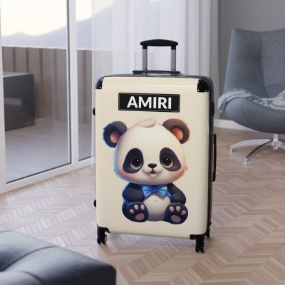 Custom Cute Panda Suitcase - Personalized kids' luggage featuring an adorable panda design, perfect for young travelers.