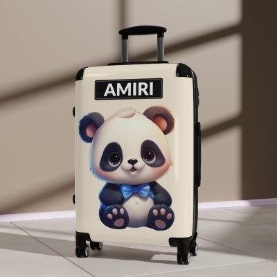 Custom Cute Panda Suitcase - Personalized kids' luggage featuring an adorable panda design, perfect for young travelers.