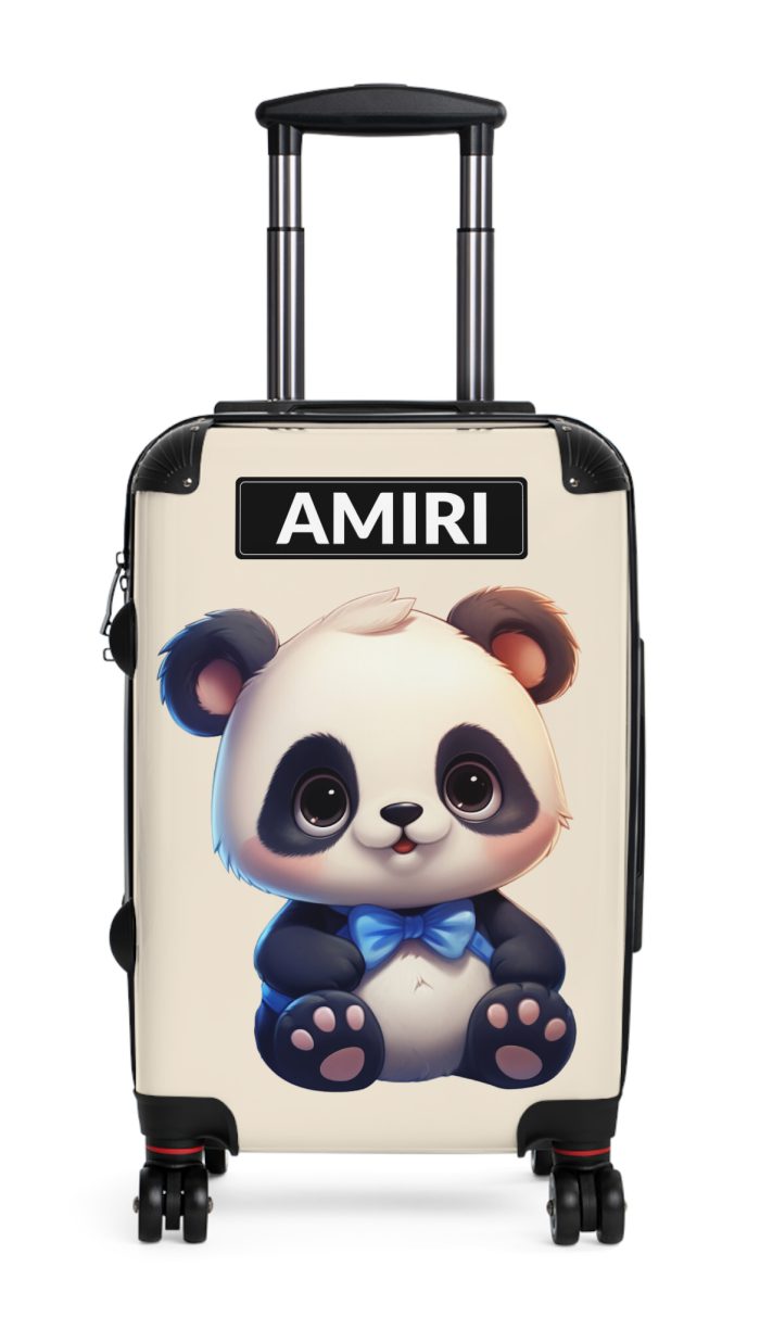 Custom Cute Panda Suitcase - Personalized kids' luggage featuring an adorable panda design, perfect for young travelers.