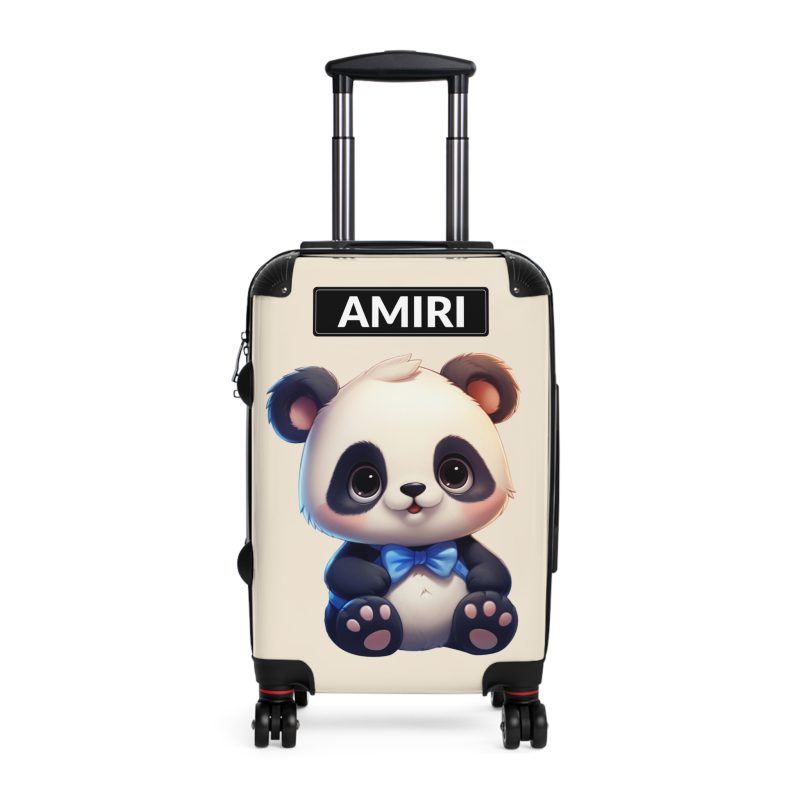 Custom Cute Panda Suitcase - Personalized kids' luggage featuring an adorable panda design, perfect for young travelers.