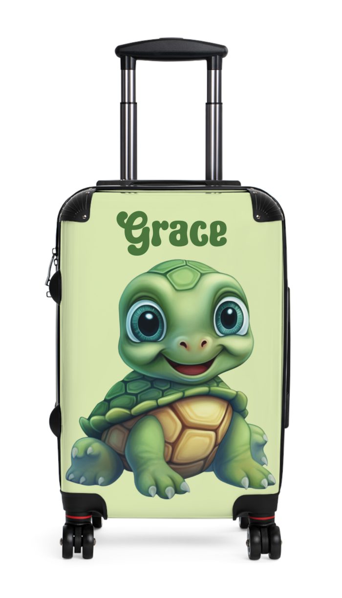 Custom Baby Turtle Suitcase - Personalized kids' luggage featuring an adorable turtle design, perfect for young explorers.